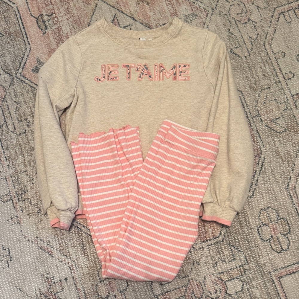 Janie and Jack Beige and Pink matching Set